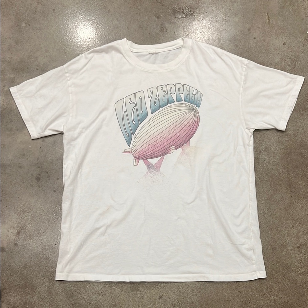 American Eagle Led Zeppelan Vintage Oversized Band Tee White Size L